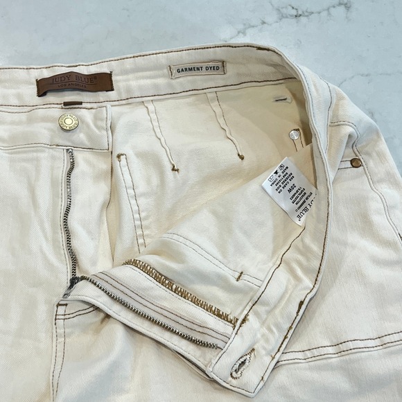 Judy Blue Wide Leg Crop Jeans Womens 20W Cream Ecru Cotton JB88950 C Raw Hem - Picture 7 of 12